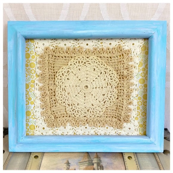 Hand Crafted Other - Farmhouse Framed Doily Art Decor